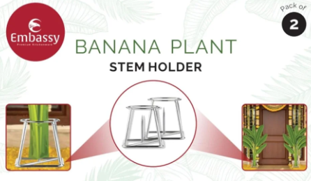 EMBASSY Stainless Steel Banana Plant Stand (10 cm x 10 cm x 13.7 cm, THICK / HEAVY, Set of 2)