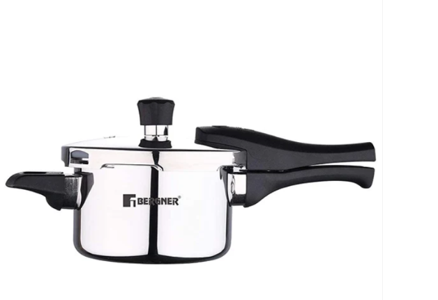 Bergner Argent Elements Tri-ply Stainless Steel Pressure Cooker With Outer Lid (1.5 Ltrs, Silver)