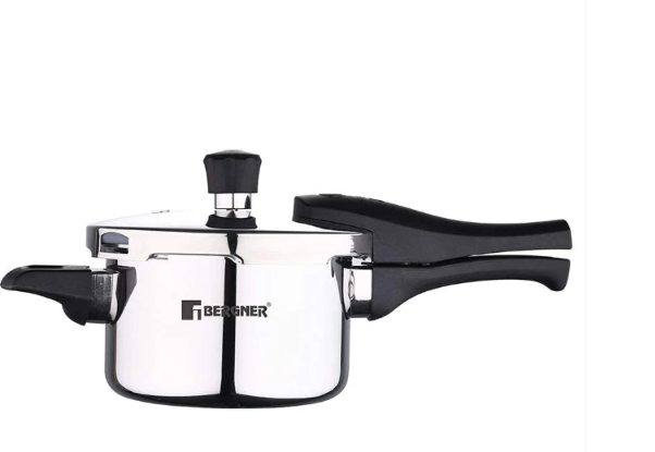 Bergner Argent Elements Triply Stainless Steel Outer Lid Pressure Cooker, Triply Bottom Pressure Cooker
