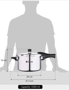 Bergner Argent Elements Triply Stainless Steel Outer Lid Pressure Cooker, Triply Bottom Pressure Cooker
