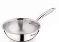 Bergner Argent Junior Chef Triply Stainless Steel 18 cm Wok, 1.3 litres Wok/Kadai, Mini Wok with Sturdy and Durable, Mirror Finish, Induction Base and Gas Ready, Silver