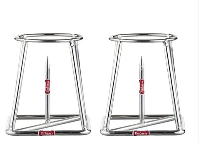 Embassy Stainless Steel Banana Plant Stand (10 cm x 10 cm x 13.3 cm, Silver, Set of 2)