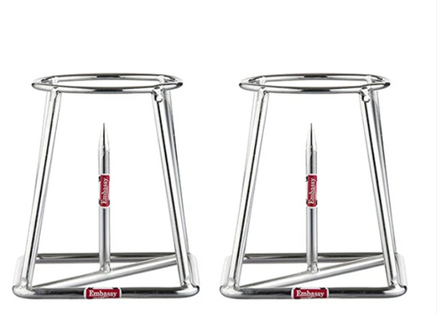 Embassy Stainless Steel Banana Plant Stand (10 cm x 10 cm x 13.3 cm, Silver, Set of 2)