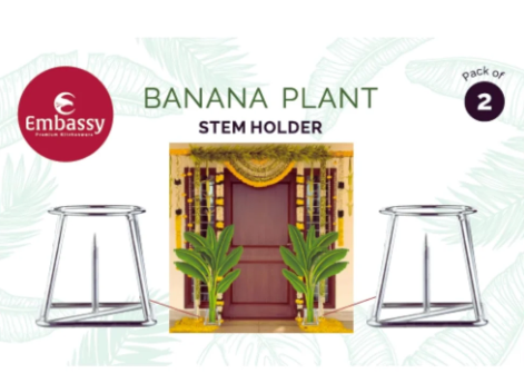 EMBASSY Stainless Steel Banana Plant Stand (10 cm x 10 cm x 13.7 cm, THICK / HEAVY, Set of 2)