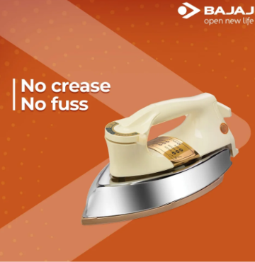 Bajaj DHX-9 1000W Dry Iron Heavy Weight German Coating, Ivory
