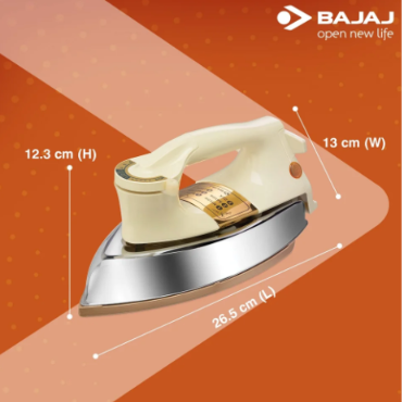 Bajaj DHX-9 1000W Dry Iron Heavy Weight German Coating, Ivory