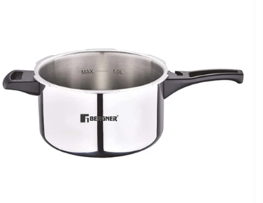 Bergner Argent Elements Tri-ply Stainless Steel Pressure Cooker With Outer Lid (1.5 Ltrs, Silver)
