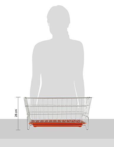 Embassy Dish Draining Basket/Kuda with Drip Tray, Rectangle, 53x42x25 cms (LxBxH), (Pack of 1, Stainless Steel)