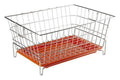 Embassy Dish Draining Basket/Kuda with Drip Tray, Rectangle, 53x42x25 cms (LxBxH), (Pack of 1, Stainless Steel)